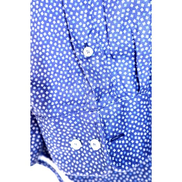 David Donahue Men’s Shirt Blue Cotton Long Sleeves Business Preppy Classic - Picture 4 of 8